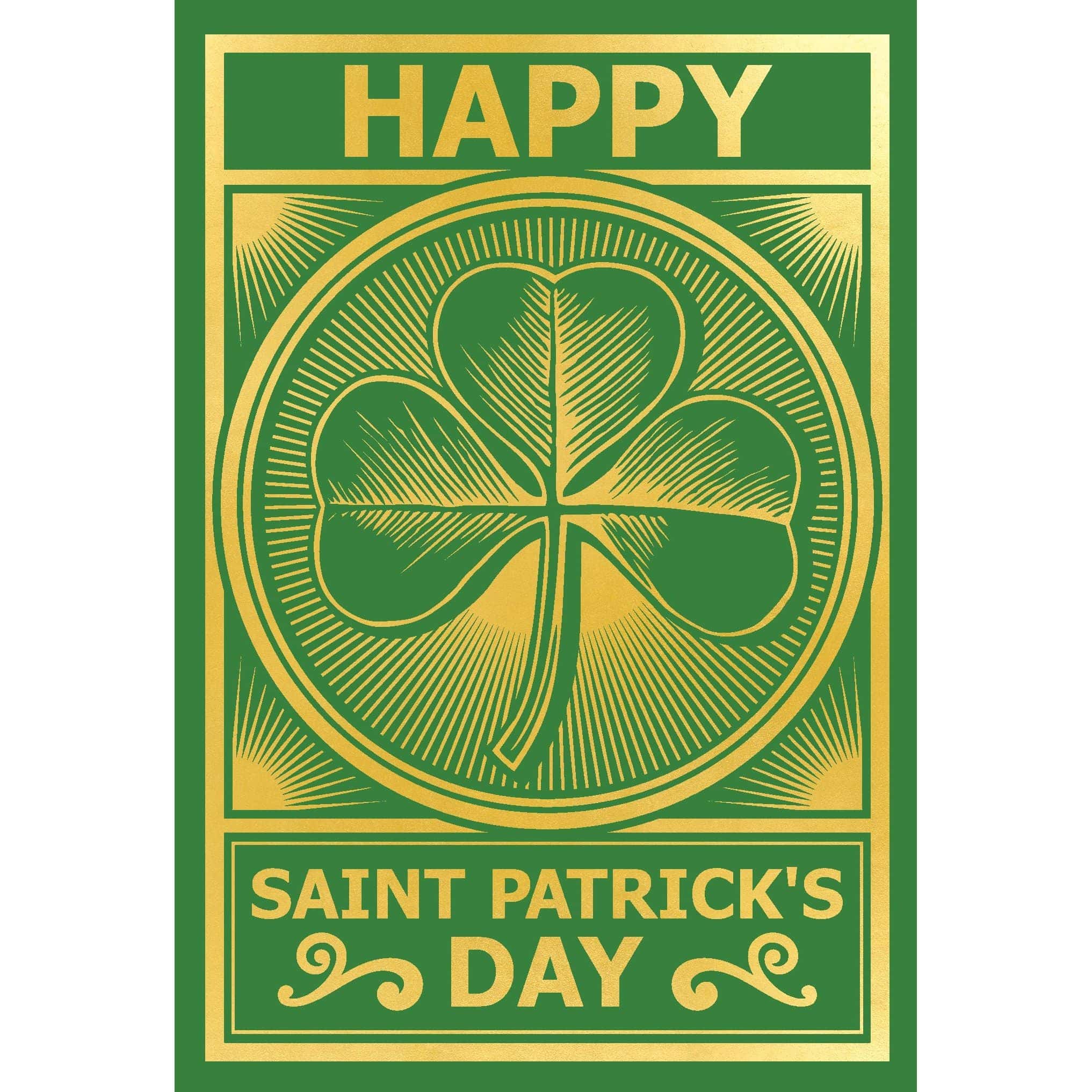 Vintage Shamrock St. Patrick's Day card by Pictura featuring a festive shamrock design and St. Patrick's Day theme.